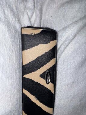 Coach Zebra Print Zip Around Wallet